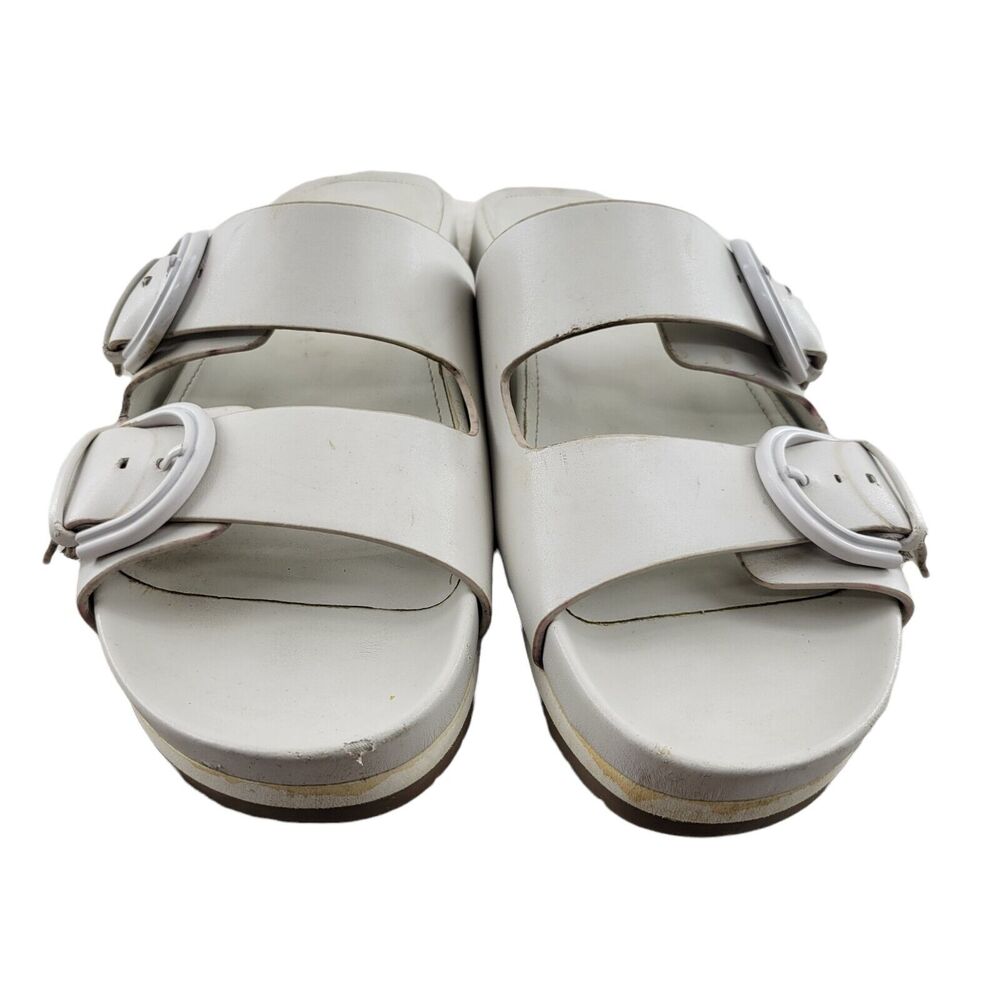 Marc Fisher Women's Kristane White Slip On Sandals Size 8 Buckles Adjustable - Picture 3 of 12